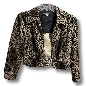 ||SOLD|| Vintage 90s Y2K Park Avenue Collections Fuzzy Leopard Crop Jacket